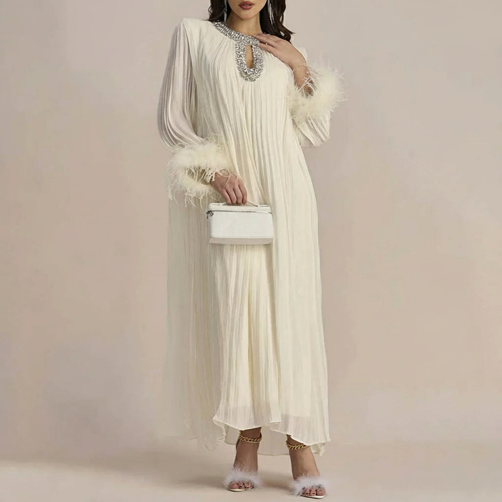 Amara Feather Maxi Dress