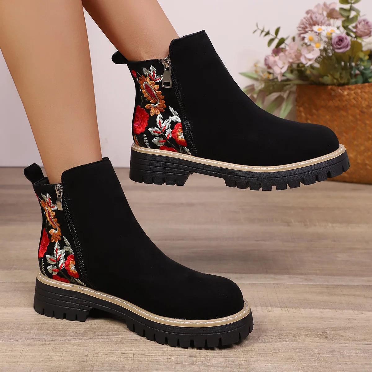 Luna Floral Ankle Boots