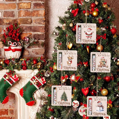 5pcs/set Christmas Wooden Money Cards