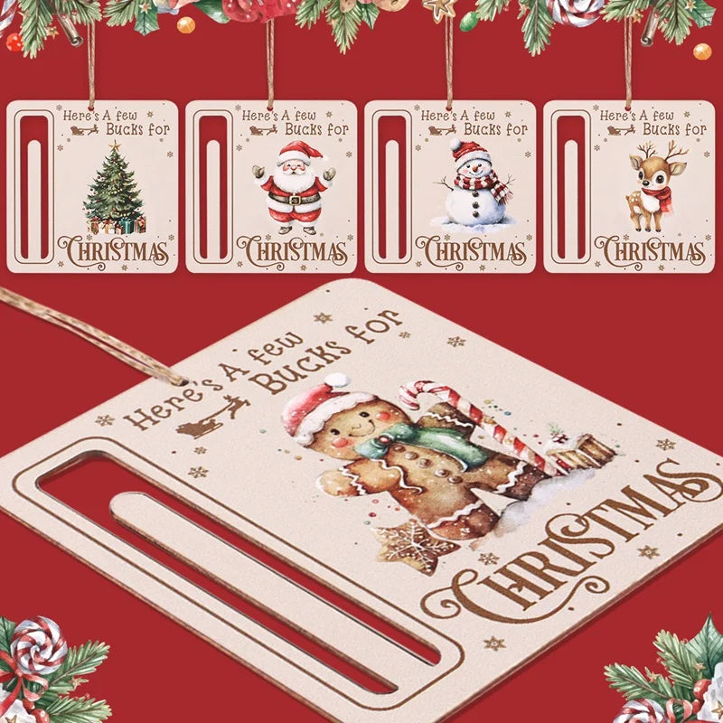 5pcs/set Christmas Wooden Money Cards