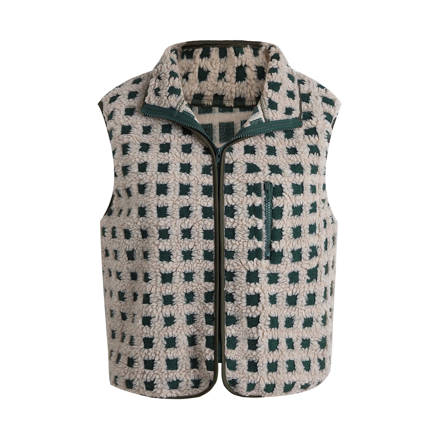 Checkered Fleece Vest
