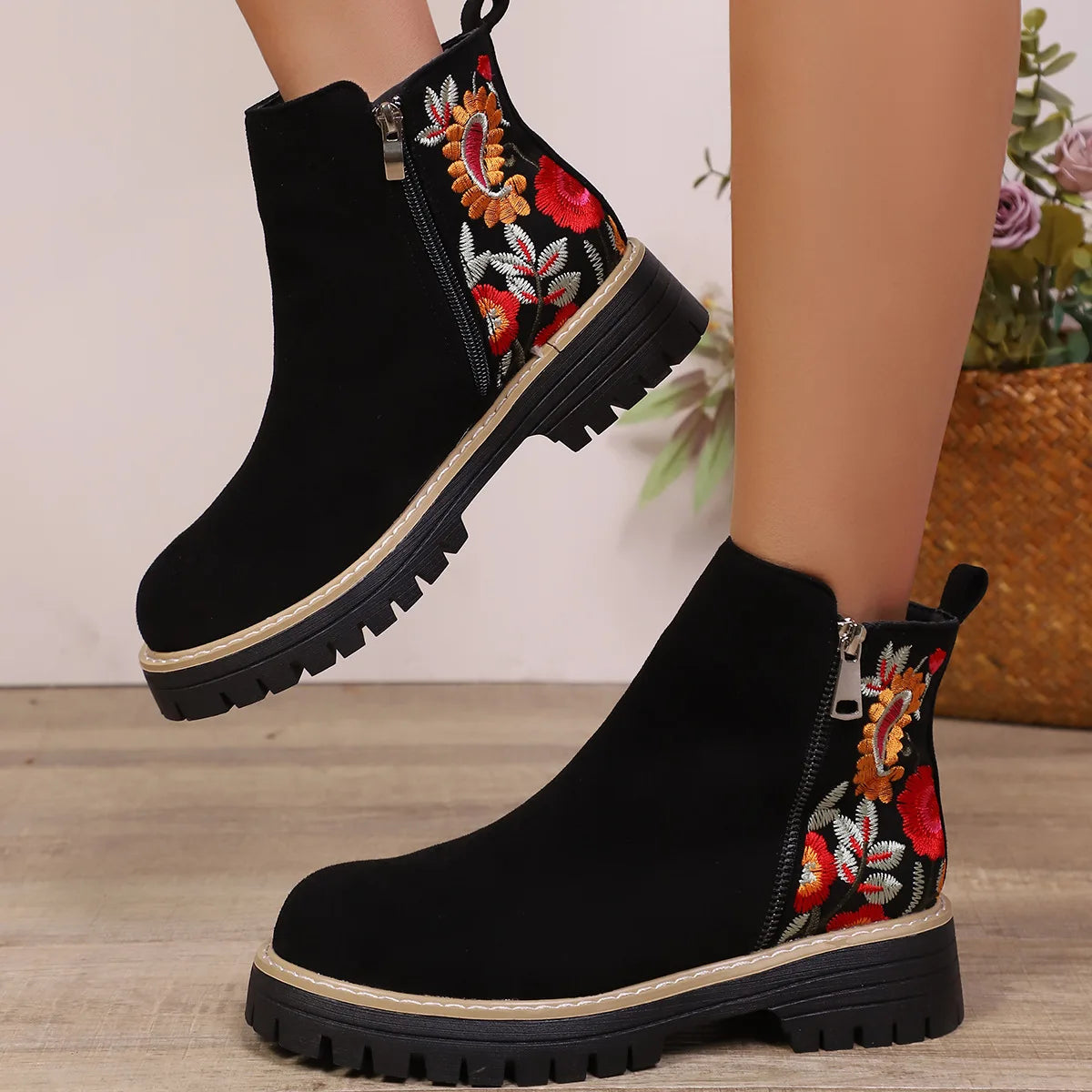 Luna Floral Ankle Boots