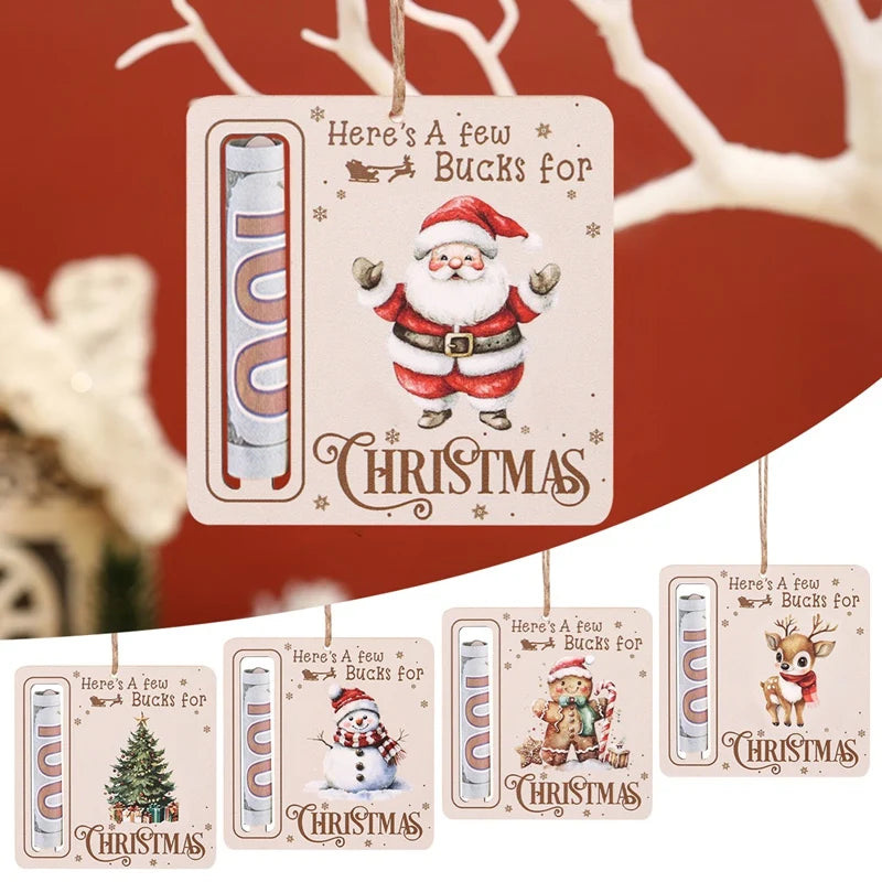 5pcs/set Christmas Wooden Money Cards