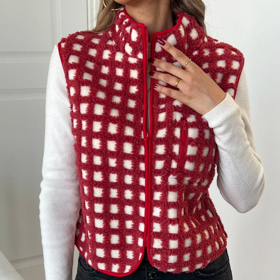 Checkered Fleece Vest